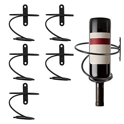 Tiamu 6 Pack Wall Mounted Iron Wine Holder Racks, Spiral Wine Display Holder with Screws, Metal Beverages Liquor Bottle Rack for Kitchen, Dining