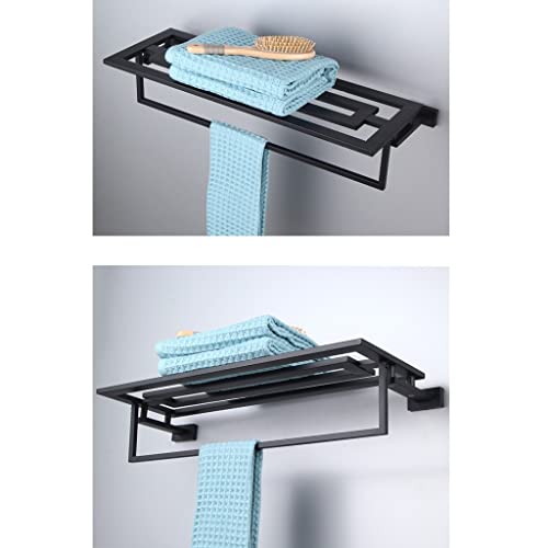 HIGOH Towel Racks,Bathroom Towel Rack Wall Mounted Towel Holder,Fashion Stainless Steel Towel Rack,Matte Bathroom Towel Double Shelf,Bathroom Har