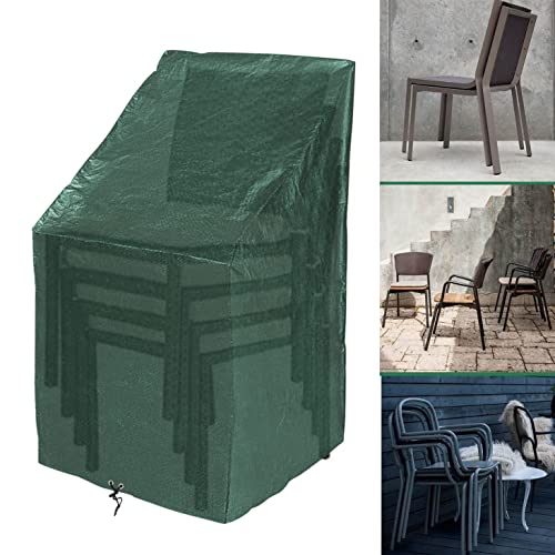 PATIO PLUS Garden Chair Cover – Outdoor Patio Chair Waterproof Cover for Storage – Heavy Duty, All Weather Green Polyethylene Furniture Cover wit
