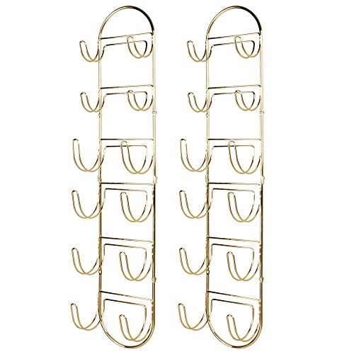 mDesign Set of 2 Wall Mounted Towel Storage Rack – Perfect Hanging Caddy for The Bathroom or Bedroom – Modern Hanging Hooks for Bathroom Storage