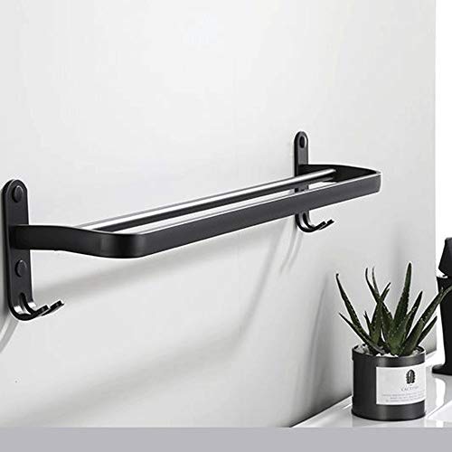 RSOCHS Towel Rack Wall-mounted Towel Rack, Bathroom Aluminum Black Towel Rail Track Matte Black Towel Rack