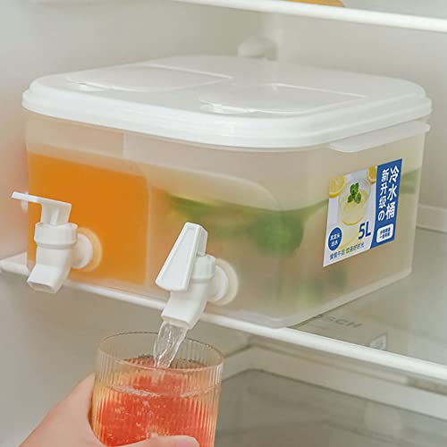 Merrwon Fridge Jug Drinks Chiller,Refrigerator Cold Kettle with Tap,5L Drinks Dispenser with Tap Refillable,Large Dispenser for Making Juice and