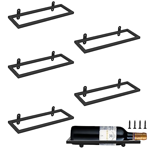 LUNKUIVY 6 PCS Wine Rack Wall Mounted, Hanging Wall Wine Bottle Display Organizer Holder, Black Iron Wall Wine Rack for Home Kitchen and Bar Deco