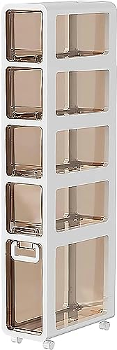 Bathroom Floor Cabinet Storage with 4 Drawers and Casters, Corner Floor Cabinet Large Capacity Narrow Dresser Tower Vertical Storage for Bathroom