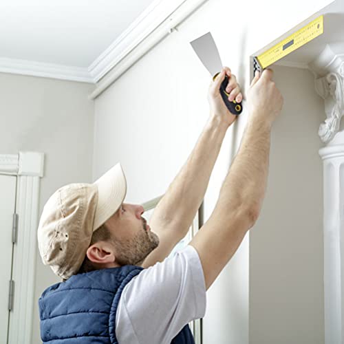 kuou 3 Pcs Wallpaper Scraper, Stainless Steel Paint Scraper Tool Plaster Scraper Set Wall Filler Tool Putty Scraper Set for Wall Decoration-1/1.5