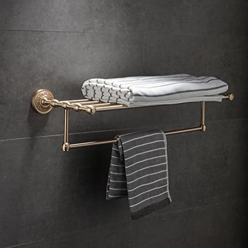 HIGOH Towel Racks, Bathroom Towel Rack Wall Mounted Towel Holder,Brushed Bathroom Hardware,All Copper Bath Towel Rack,Bathroom European Style Car