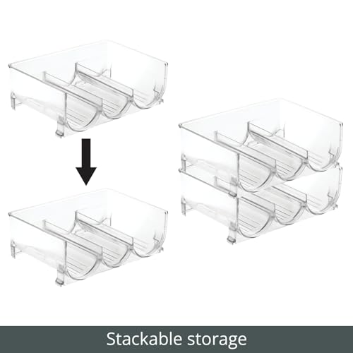 mDesign Stackable Plastic 3 Wine Bottle Storage Holder - Kitchen Organiser Rack for Wine, Beer, Water Bottles - Wine Rack for Cupboard, Pantry, F
