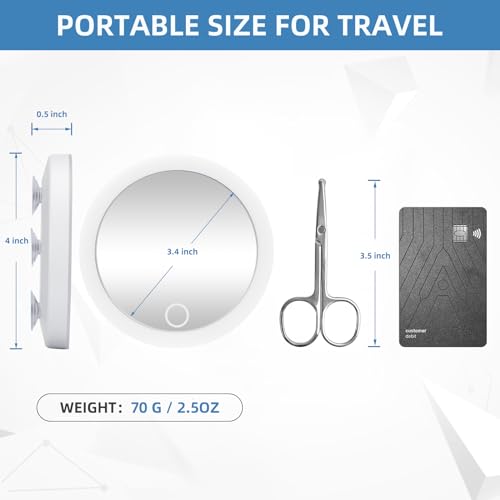 LED Compact Mirror, 10X Magnifying Mirror with Light, Travel Mirror with Magnification 4inch Handheld Cosmetic Mirror, Rechargeable Travel Makeup