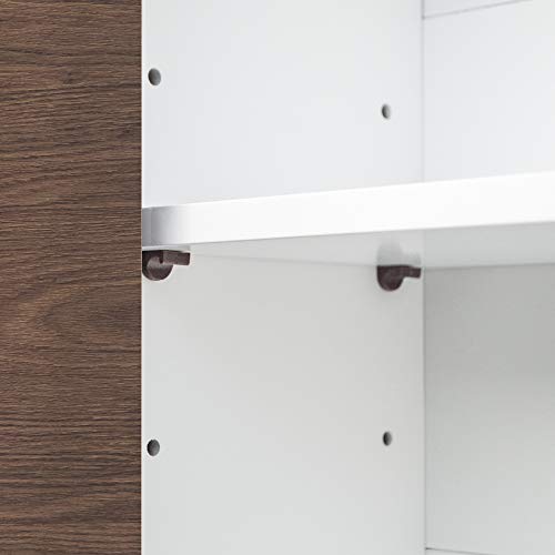 Teamson Home Wooden Bathroom Wall Cabinet, Wall Mounted Medicine Cabinet, Bathroom Storage, Walnut and White Colour, Two Doors and Adjustable She