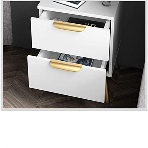 JYDQM 2 Drawer Wooden Nightstand with Metal Pulls and Hairpin Legs, White and Gold,Mini Locker for Living for Bedroom