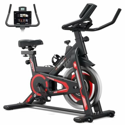 Exercise Bike-Indoor Cycling Bike Stationary for Home,Spin bike With Comfortable Seat Cushion and Digital Display Black Red
