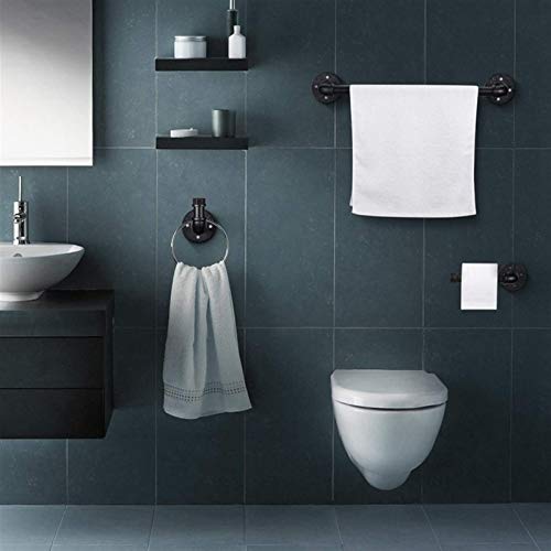 HIGOH Towel Rack Towel Holder Industrial Pipe Bathroom Hardware Fixture Set Heavy Duty Diy Wall Mount Accessories Kit Includes Robe Hook,Towel Ba