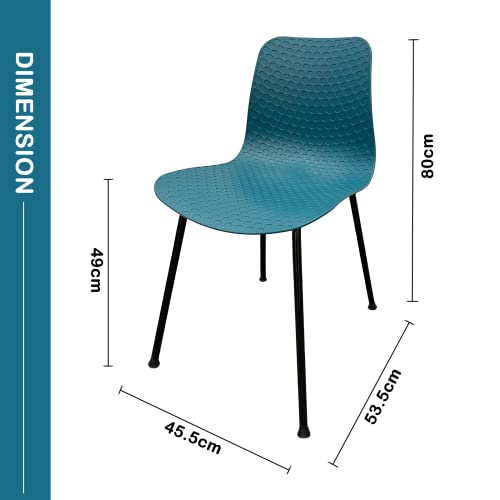 U2PICK Dining Chair Dining Chairs Set of 4 Teal Contemporary Lounge Dining Home Office Plastic Seat Armless Chairs with Metal Legs, 45.5 x 53.5 x