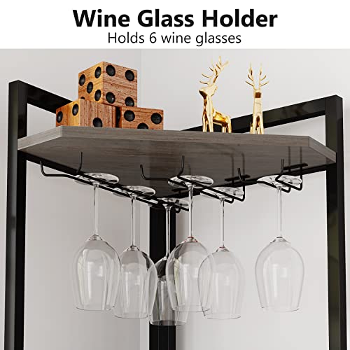 LITTLE TREE Corner Wine Rack, Engineered Wood Metal, Grey, S