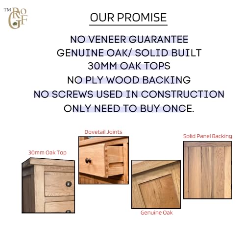 GROFurniture 3 RRP £199 Drawer Oak Bedside Table - Solid Oak Side Table for Bedroom, Living Room, Hallway - Solid Oak Furniture - Oak Nightstand