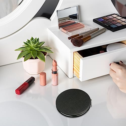 Compact Vanity for Men, Women and Girls, 1 PCS Compact Mirror, Makeup Mirror, Black Elegant Travel Cosmetic Mirrors Double-Sided Mirrors for Wome