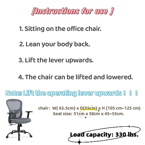 RYANGEL Ergonomic Office Chair for Home, 130° Rocking Desk Chair, Grey Mesh Office Chair with Adjustable Lumbar Support & PU Armrest, Executive S