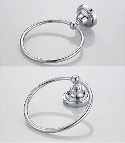 RAKUTE Towel Racks, Round Wall-Mounted Towel Holder Rings, Chrome Plated Stainless Steel Bathroom Towel Racks Ring Bathroom Ring