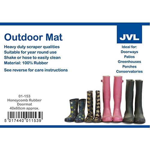 JVL Honeycomb Outdoor Rubber Ring Entrance Floor Door Mat 40 x 60 cm