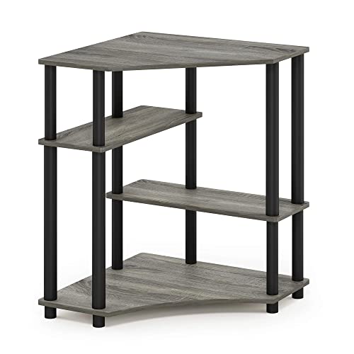Furinno Turn-N-Tube Space Saving Corner Desk with Shelves, Espresso/Black, 79 (W) x 72.4 (H) x 57.2 (D) cm