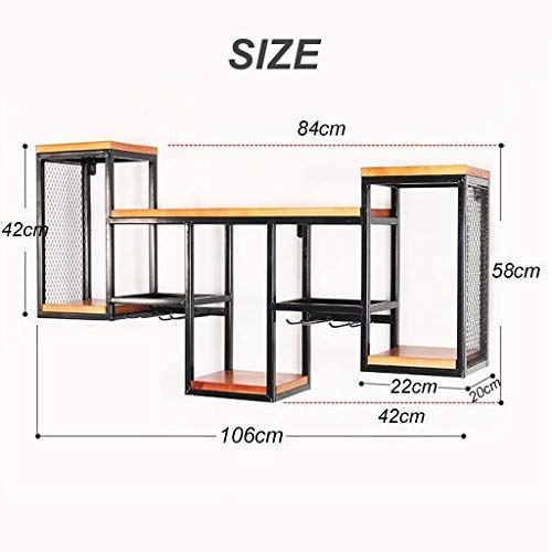 EYLINK Vintage Wall Mounted Wine Rack Organizer, Rustic Bottle Glass Holder Bar Kitchen Home Wall Shelving Wine Goblet Stemware Storage Display S