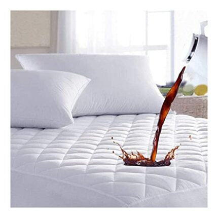 100% Waterproof Quilted Mattress Protector Cover Microfiber Quilted Topper Fitted Sheet, Anti Allergy & Breathable Elasticated Side Skirts Machin