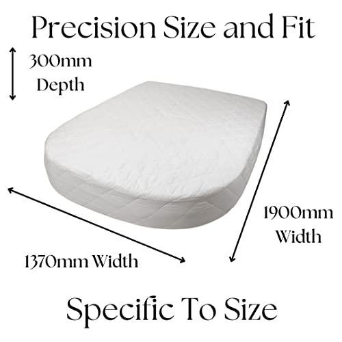 Jonic Essentials Motorhome Caravan Bedding Mattress Protector for Island Shaped Motorhome Caravan Mattress Beds, Luxury Padded Polycotton, Elasti