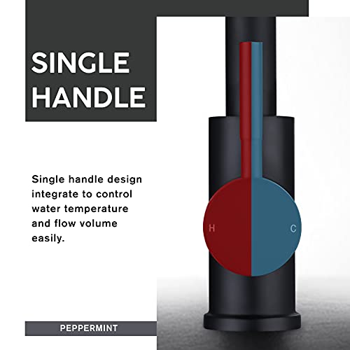 Kitchen Sink Mixer Tap 360 Swivel Spout Monobloc Mixers Faucet Single Lever Rectangle Taps with Aerator Matte Black