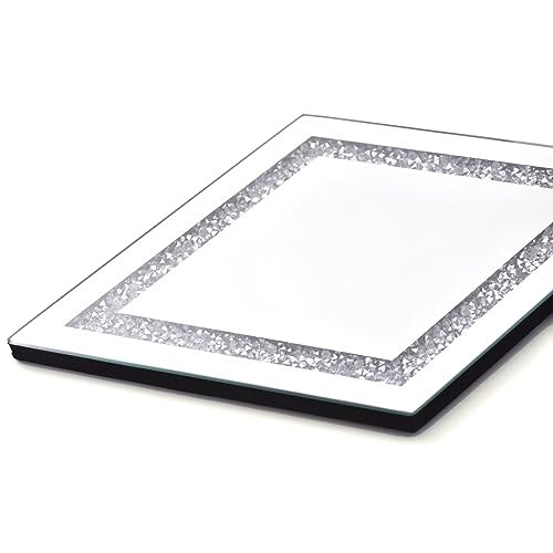 Pibeyer Silver Diamond Shaped Wall Mirror Set of 3, Decorative Crystal Crush Diamond Mirrors for Bedroom, Living Room & Hallway, Home Decor