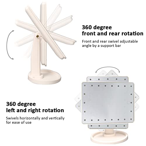 JARAGAR Light Up Mirror, 10X Magnifying 22 LED Vanity Mirror with Touch Sensor Dimming, Portable Make Up Mirror 360°Adjustable Rotation, Dual Pow