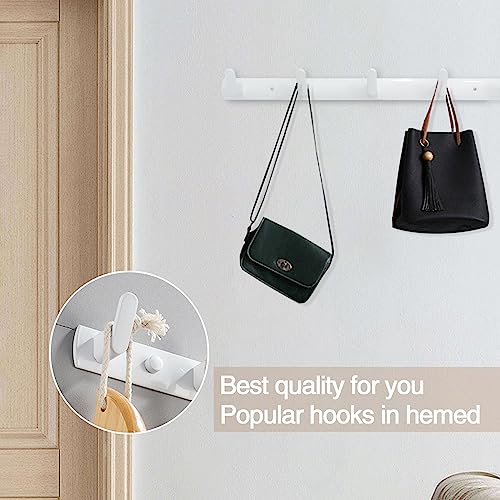CyanCloud Coat Hooks,Coat Hooks Wall Mounted,Heavy-Duty Over Door Hanger,White Door Hooks Aluminum Coat Hook Wall Hooks for Hanging Bags Towel Ke