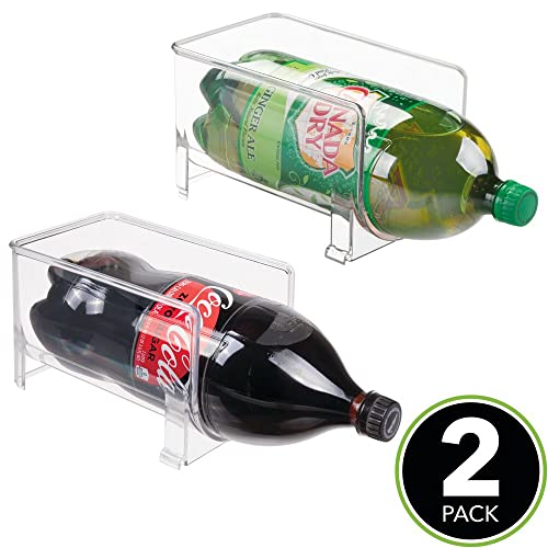 mDesign Kitchen Wine Rack — Stackable Bottle Rack for Wine, Water and Other Drinks — Pantry, Cupboard and Fridge Storage Rack — Pack of 2 — Clear