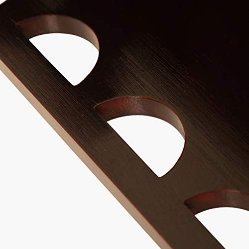 Yalych Countertop Triangle Shape Bamboo Wood Wine Rack - Table Top Wine Bottle Storage Slots for 4 Bottles 6 Wine Glass Rack Hanging Cup Holder -