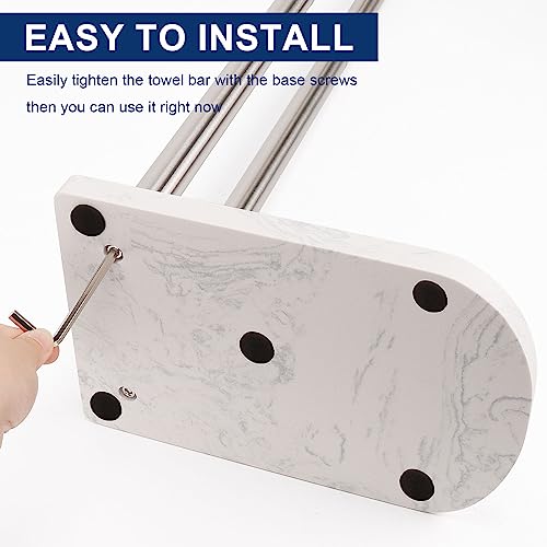 NearMoon Standing Towel Rack, Freestanding Double Towel Holder with Marble Base for Bathroom, Pool, SUS304 Stainless Steel (Brushed Nickel)
