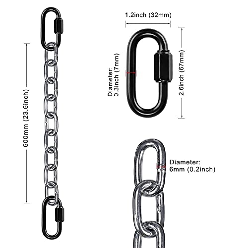 BeneLabel 2 Hanging Chair Chain with 4 Carabiners, Heavy Duty Hanging Kits Hammock Chair Hardware for Indoor Outdoor Playground Hanging Chair Ham