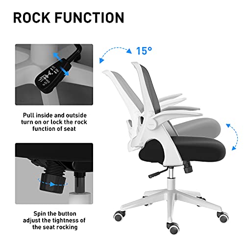 Hbada Office Chair Desk Chair Flip-up Armrest Ergonomic Task Chair Compact 120° Locking 360° Rotation Seat Surface Lift Reinforced Nylon Resin Ba