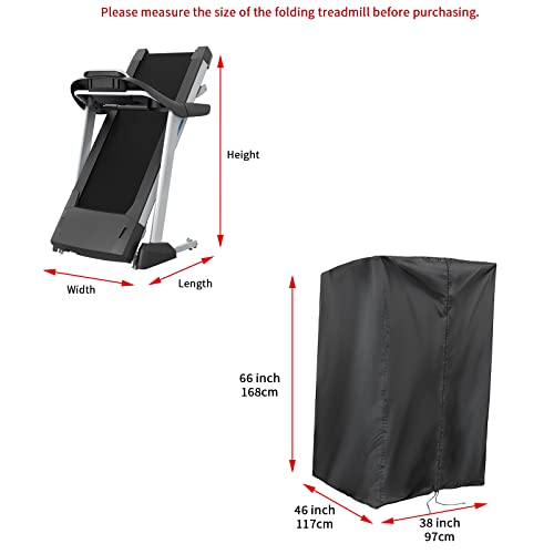 Iptienda Treadmill Cover, Waterproof Folding Treadmills Cover for Home Running Machine Outdoor Treadmill Dust Covers - 117x97x168cm (Black)