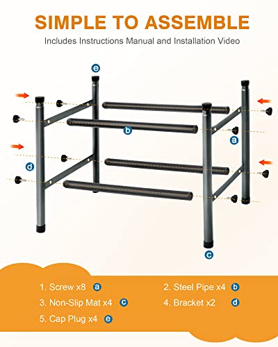 MULISOFT 2-Tier Expandable Shoe Rack, Stackable and Adjustable Shoe Rack Organizer, Sturdy and Durable Metal Shoe Storage Organizer, Vertical Sho