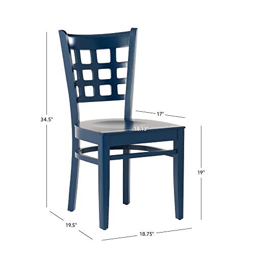 Linon Vanna Dining Side Chair, Solid Beechwood, Navy Blue
