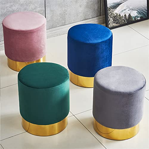 LUKEO Small round stool, household low stool, fabric sofa stool, stainless steel small pier (Color : D, Size : Talla �nica)
