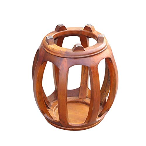 LUKEO Wooden bench- Drum Stool Guzheng Stool Antique Chinese Small Stool Round Retro Wooden Home Solid Wood Coffee Table Bench