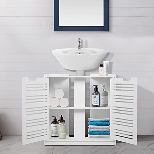 Ejoyous Vanity Cabinet With Two Doors White Vanity Cabinet, Modern Bathroom Vanity Cabinet With Two Doors Ideal for Families Hotels