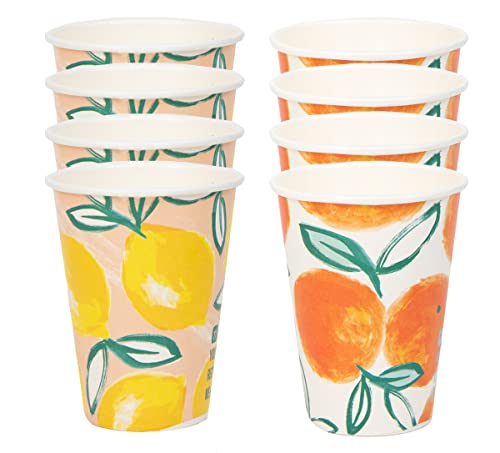 Recyclable Paper Table Cover |Summer Themed Disposable Tropical Tablecloth, Tableware Decorations Lemon & Orange Citrus Design, Alfresco Dining,