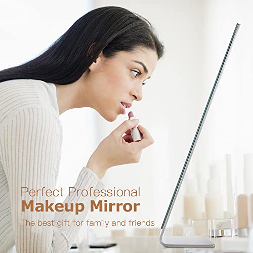 NEZZOE Modern Makeup Mirror, 12" Length Aluminum Desk Mirror, Vanity Mirror for Counter, Bedroom, Bathroom, Dorm