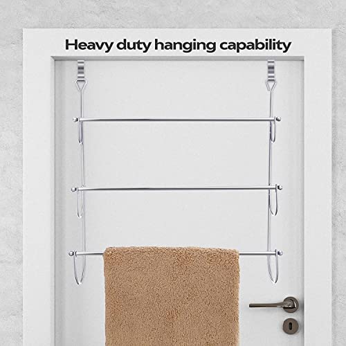 FunkyBuys® Branded Chrome Overdoor Towel Holder 3 Tier (SI-HH1003) Bars Rack Storage Bathroom Home