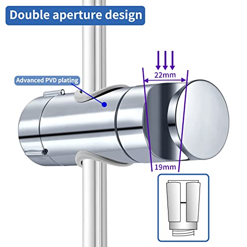 Joyoldelf Shower head holder, Adjustable ABS Replacement Hand Shower Bracket Shower Rail Head Slider Clamp Holder Bracket, Chrome Plated (19-25MM