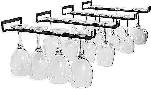 Evilsoul 11.8 Inch Wine Glass Rack,Wine Glass Rack Under Cabinet Stainless Steel Stemware Rack - Hanging Stemware Holder for Cabinet Kitchen Bar