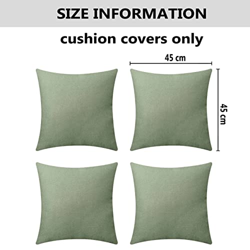 Home Brilliant Sage Green Cushion Covers 45 x 45 for Garden Furniture, Decorative Outdoor Cushions Covers Waterproof, 18x18 inches, Pack of 4, Sa
