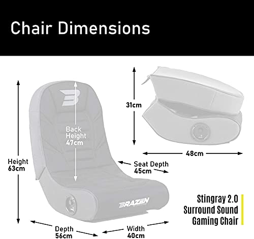 BraZen Stingray 2.0 Children Kids Gaming Chair Foldable Floor Rocker Rocking with Sound Speakers British Brand - Red