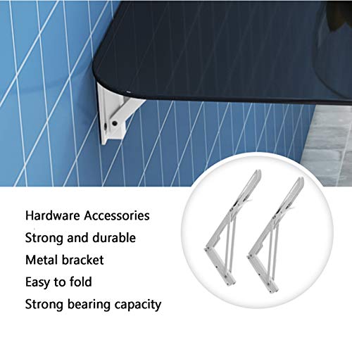 OUYOXI Tempered Glass Folding Shelf Multifunction Small Apartment Wall Mounted Fold Down Table for Study Computer Kitchen Dining Table (Color : W